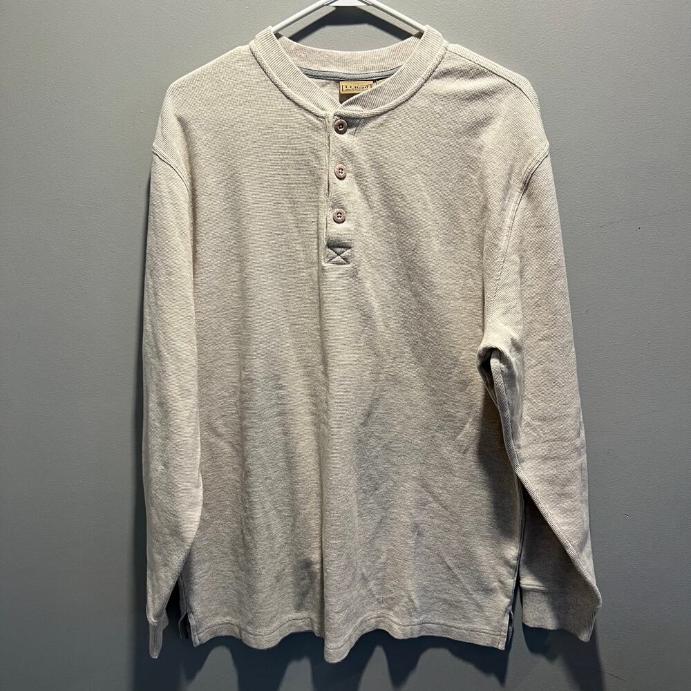 LL Bean Henley Mens Large Oatmeal Gorpcore Utility Heritage Cabincore Chore